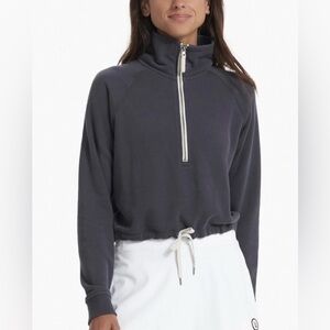Vuori Sedona Half Zip Crop Pullover Sweatshirt Women's Medium Charcoal Terry